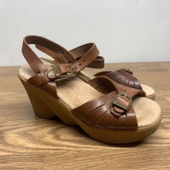 70S HI-UP  FAMOLARE Wavy  High Heel Wedge SANDALS  6 ITALY - Picture 1 of 13